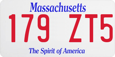 MA license plate 179ZT5