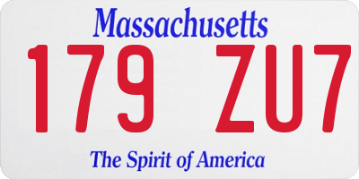 MA license plate 179ZU7