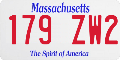 MA license plate 179ZW2