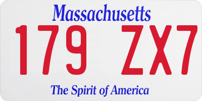 MA license plate 179ZX7