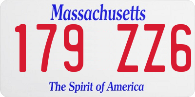 MA license plate 179ZZ6