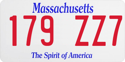 MA license plate 179ZZ7