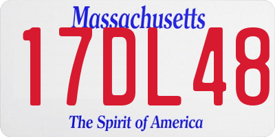 MA license plate 17DL48