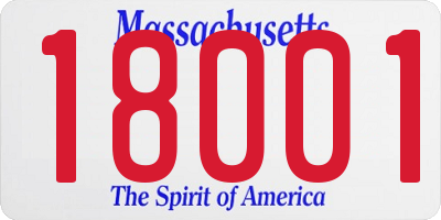 MA license plate 18001