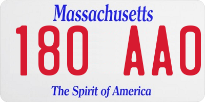 MA license plate 180AA0