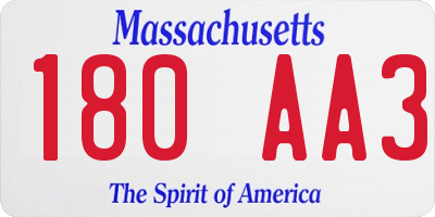 MA license plate 180AA3