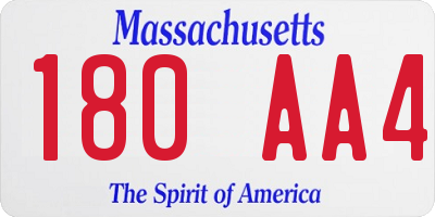 MA license plate 180AA4