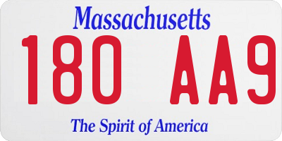 MA license plate 180AA9