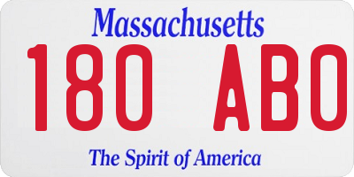 MA license plate 180AB0