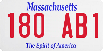 MA license plate 180AB1