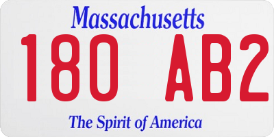 MA license plate 180AB2