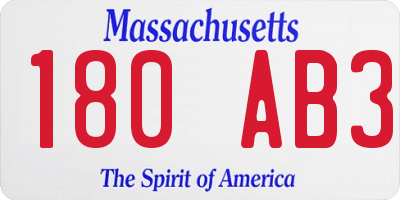 MA license plate 180AB3
