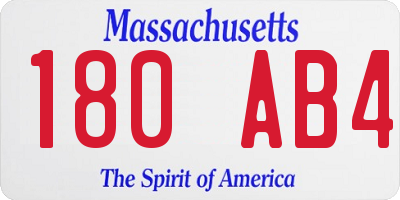 MA license plate 180AB4