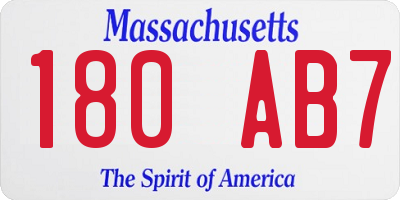 MA license plate 180AB7