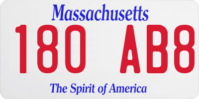 MA license plate 180AB8