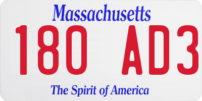 MA license plate 180AD3
