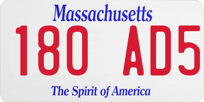 MA license plate 180AD5