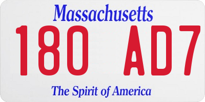 MA license plate 180AD7