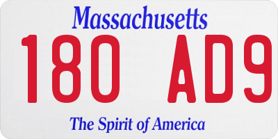 MA license plate 180AD9