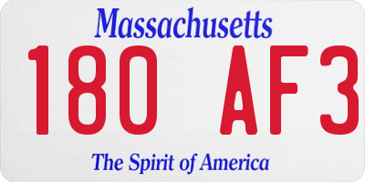 MA license plate 180AF3
