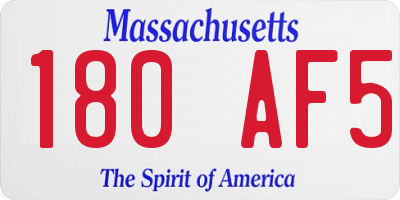 MA license plate 180AF5