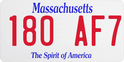 MA license plate 180AF7