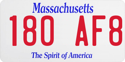 MA license plate 180AF8