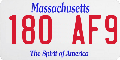 MA license plate 180AF9