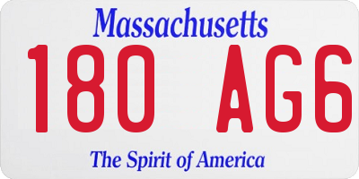 MA license plate 180AG6