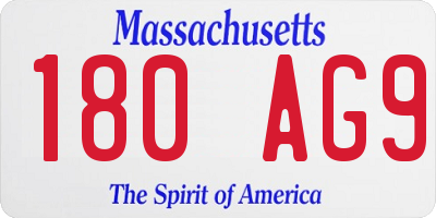 MA license plate 180AG9
