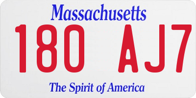MA license plate 180AJ7