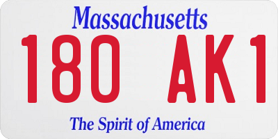 MA license plate 180AK1