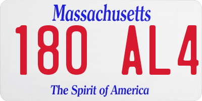MA license plate 180AL4