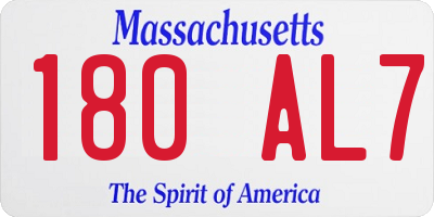 MA license plate 180AL7