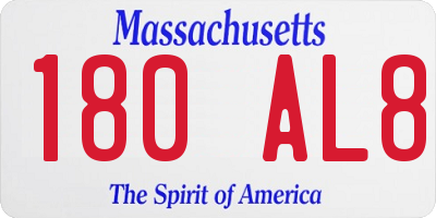 MA license plate 180AL8