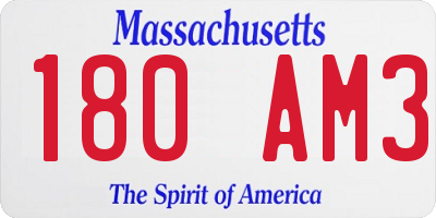 MA license plate 180AM3