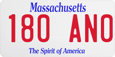 MA license plate 180AN0