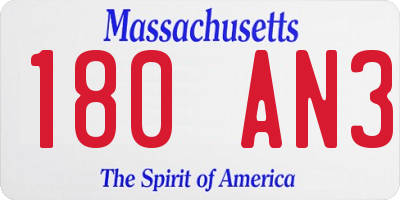 MA license plate 180AN3