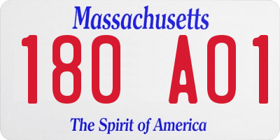 MA license plate 180AO1