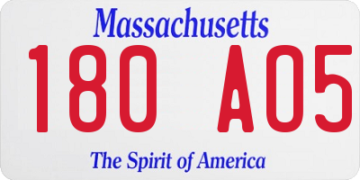 MA license plate 180AO5