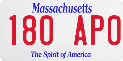 MA license plate 180AP0