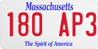 MA license plate 180AP3