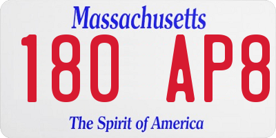 MA license plate 180AP8