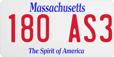 MA license plate 180AS3