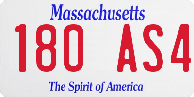MA license plate 180AS4
