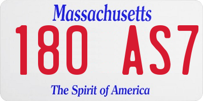 MA license plate 180AS7