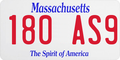 MA license plate 180AS9