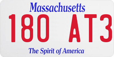 MA license plate 180AT3