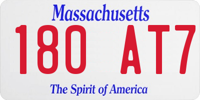 MA license plate 180AT7