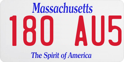 MA license plate 180AU5